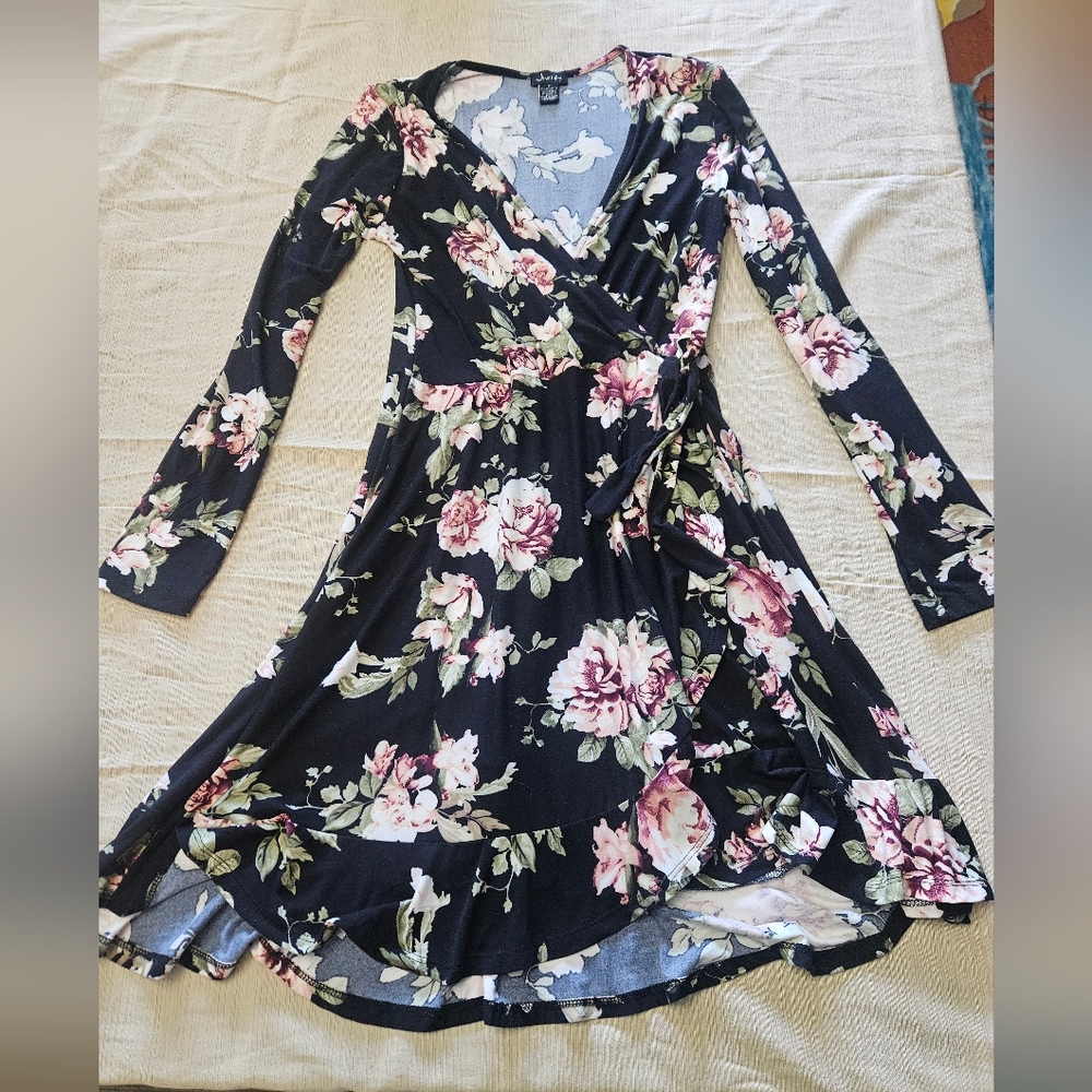 Floral Faux Wrap Dress